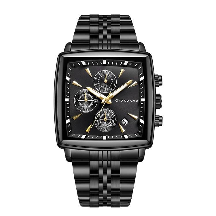 Giordano Multi Function Watch For Men With Square Dial, Stainless Steel Strap And Date Display : GZ-50138-11