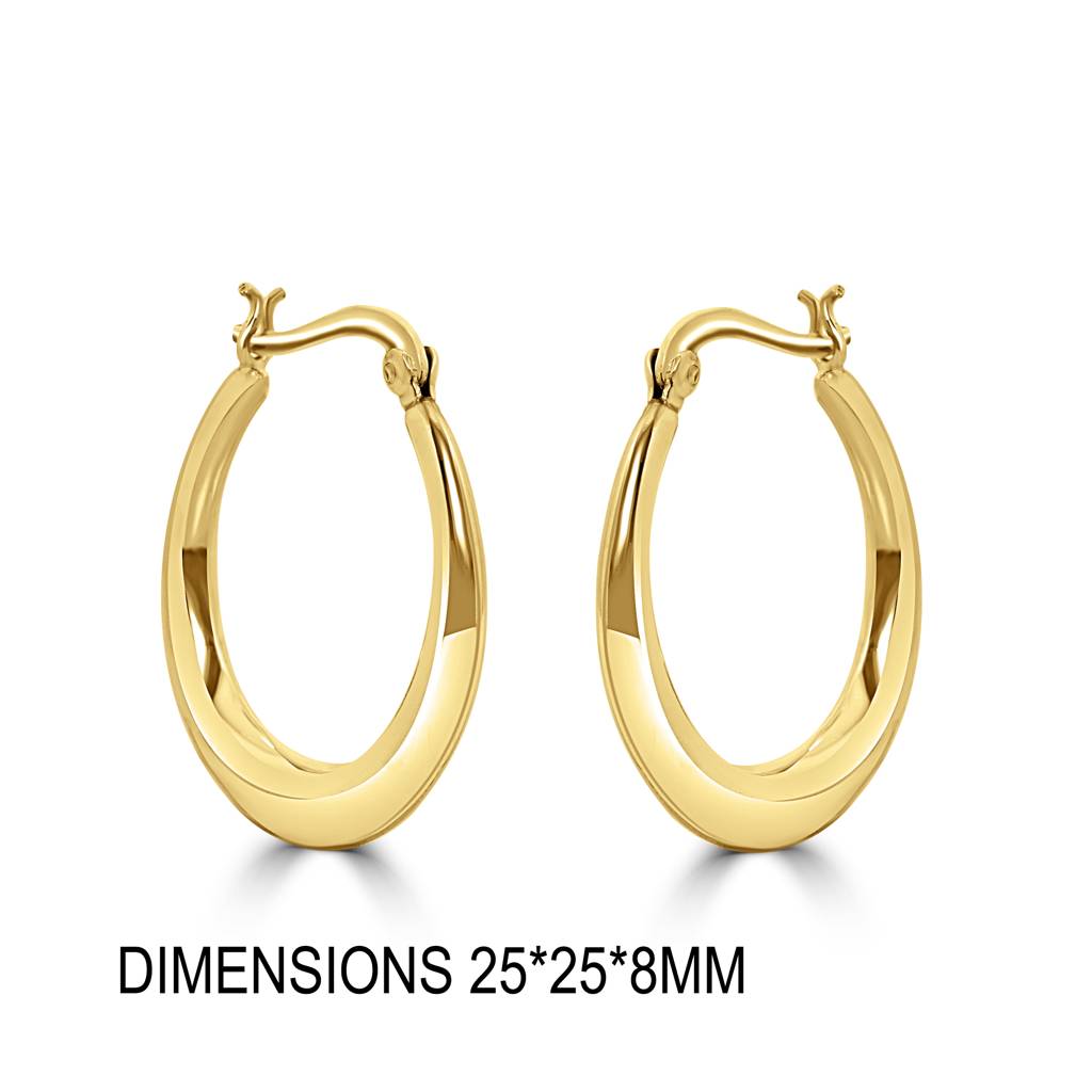 925 Sterling Silver Gold Plated Round Hoop Earrings : TWP1225