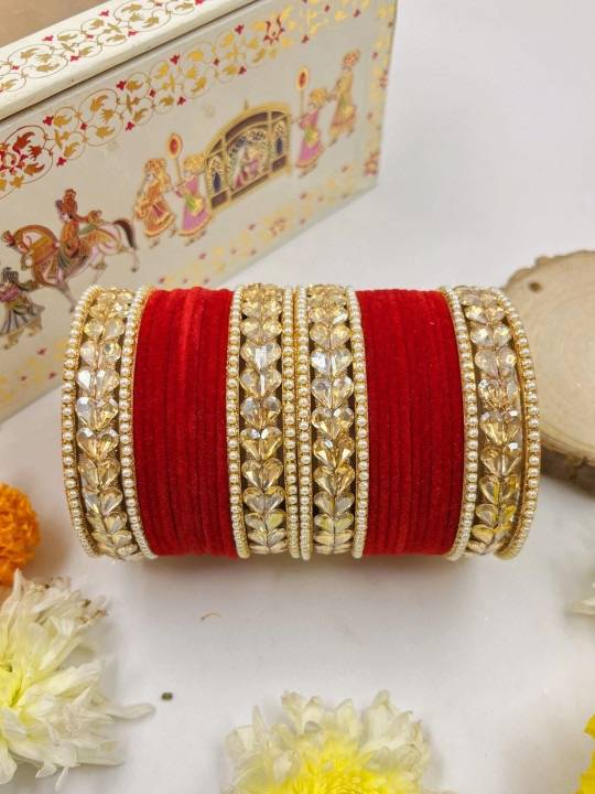 Elegant Red Velvet Bangles Set : HB-2-24