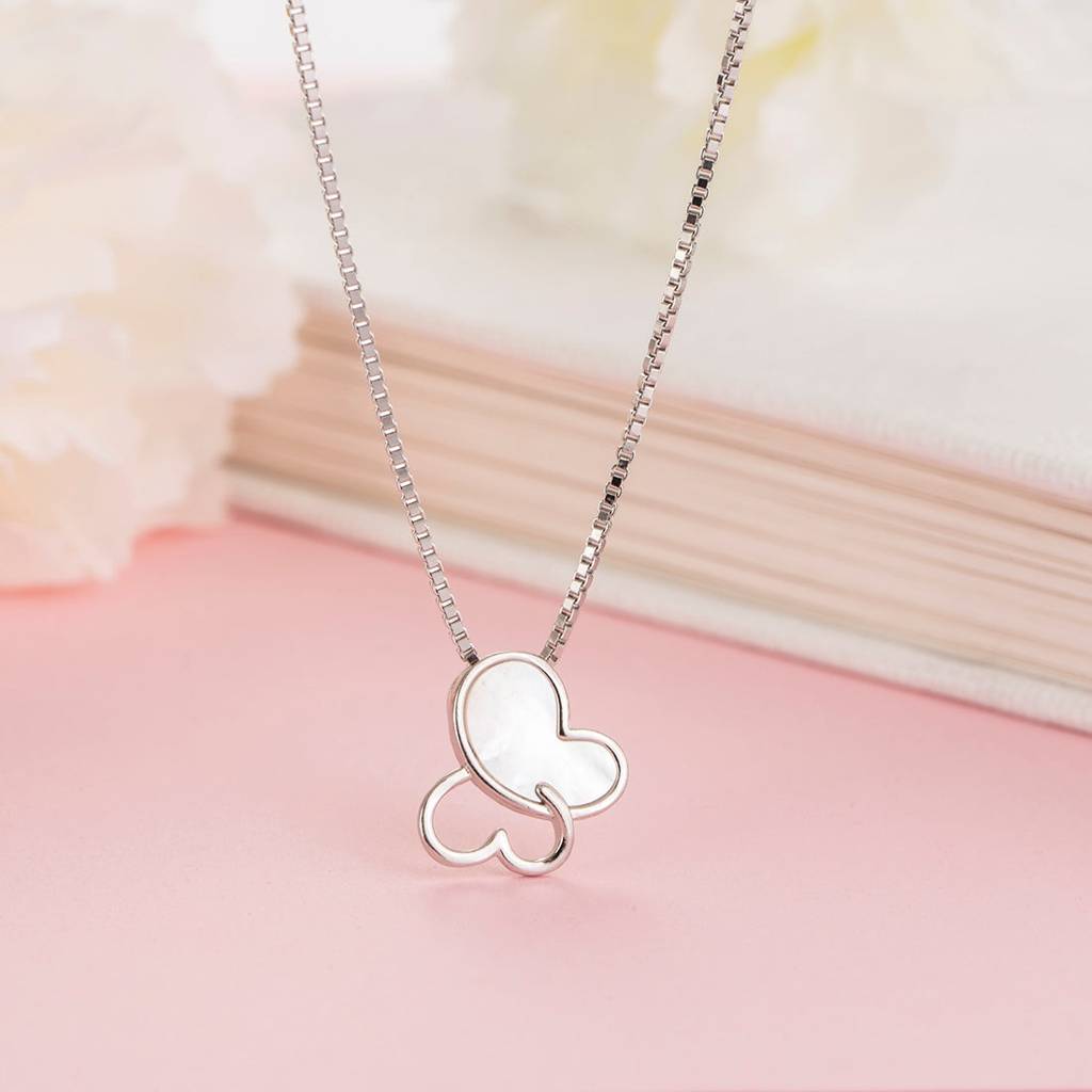 Whimsical Flutter Rhodium-Plated 925 Sterling Silver Butterfly Necklace : NL-30239-R