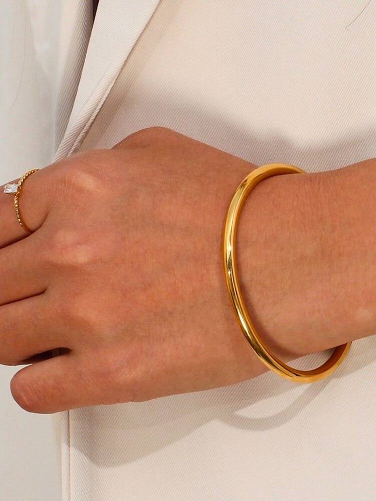 Plain Cuff Bangle Â 18K Gold Plated | Anti-Tarnish Everyday Bracelet : ATB706PCB