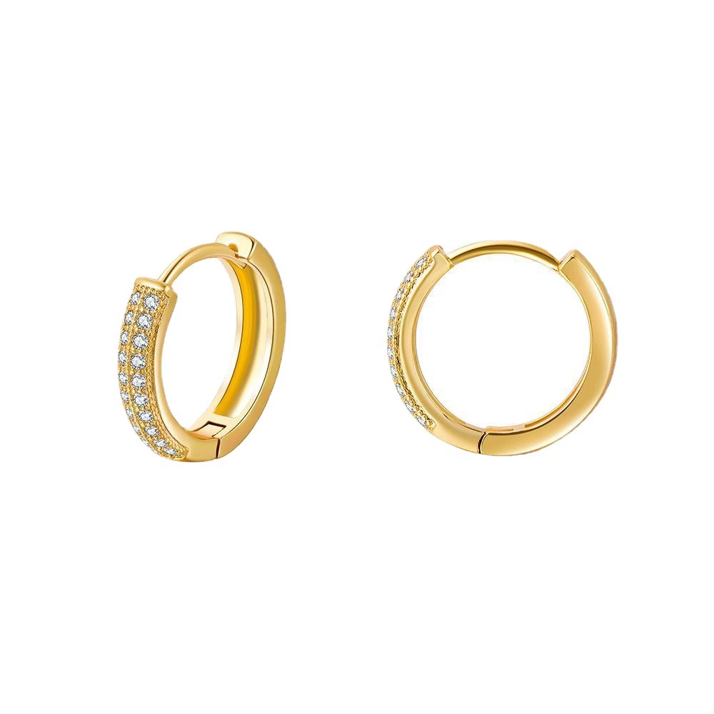 18K Gold Plated Anti-Tarnish 16Mm Diameter Zircon Hoop Earrings : AWU0125E221_16