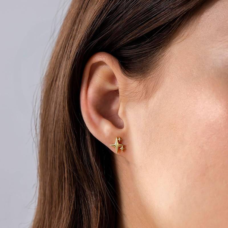 14K Gold Plated Anti-Tarnish Spark Flat Back Stud Earrings : AXY0925E1079