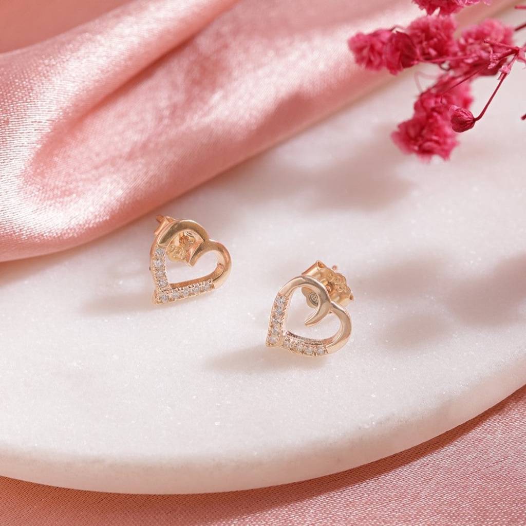 Rosy Devotion Cz Rose Gold-Plated 925 Sterling Silver Earrings : EAR-20643-RG