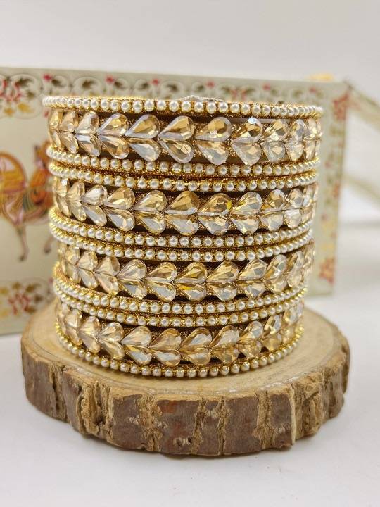 Luxury Pearl Diamond Bangles Set – Ethnic Indian Jewelry : HB-3-24