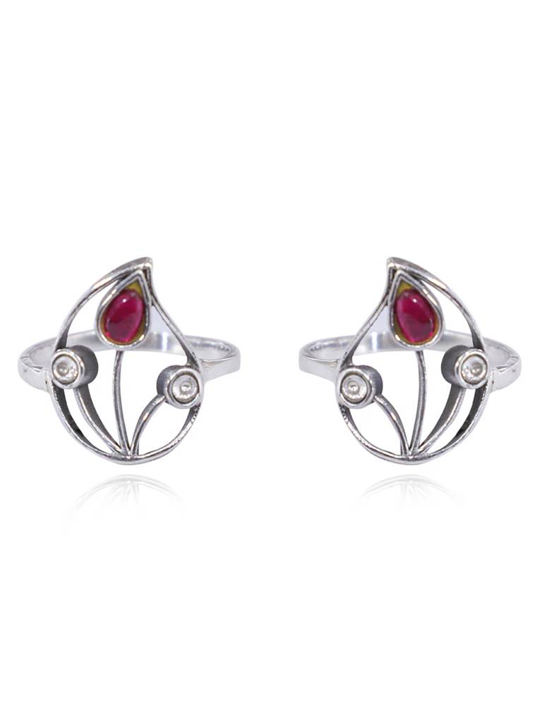 Silver 92.5 Aam Ras Red Stone Toe Ring : U080SO04TR0312