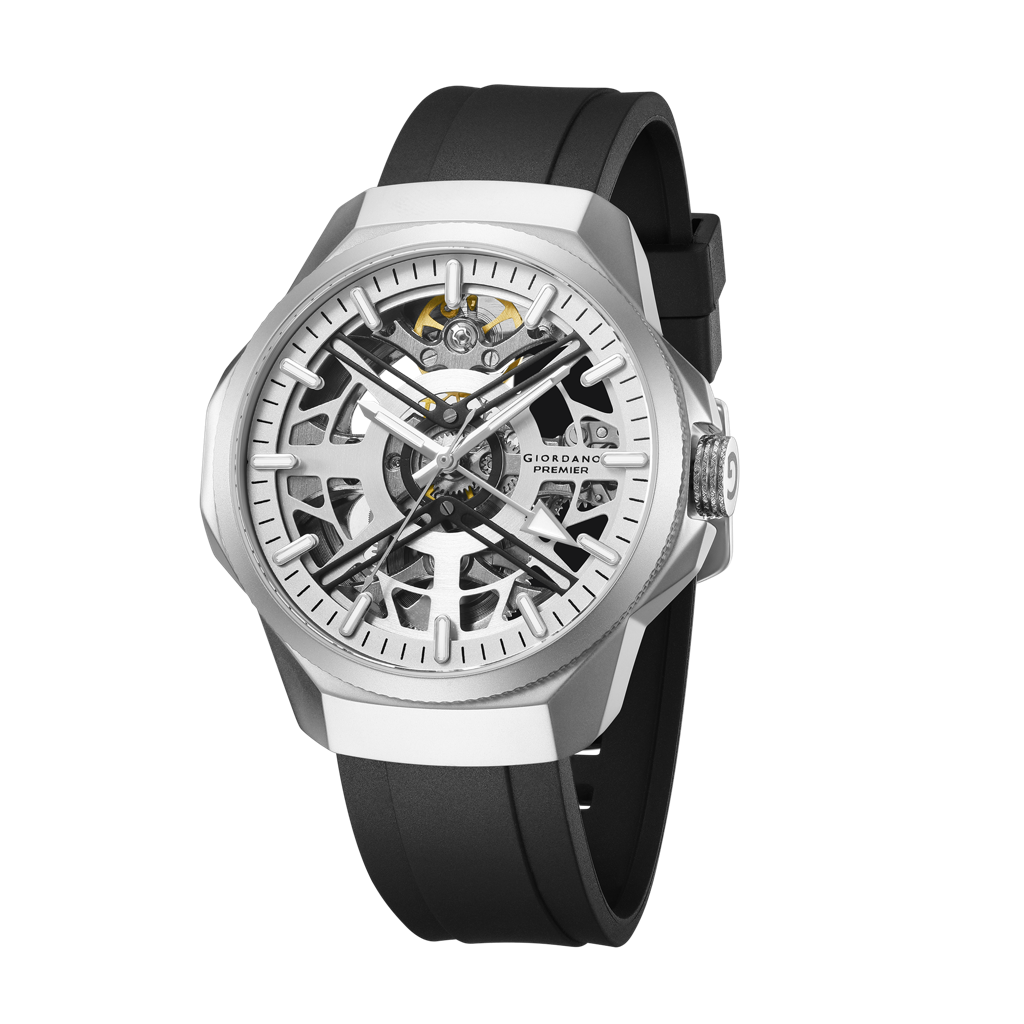 Premier Xapphire Collection Automatic Watch For Men With Round Skeleton Dial, Exposed-Gear Design, Luminous Hand : GZ-50232-01