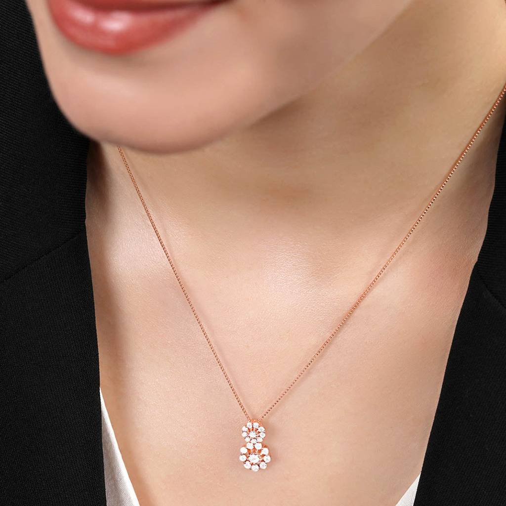 Dazzling Array Rose Gold Plated 925 Sterling Silver Women'S Pendant : PEN-30061-C-RG