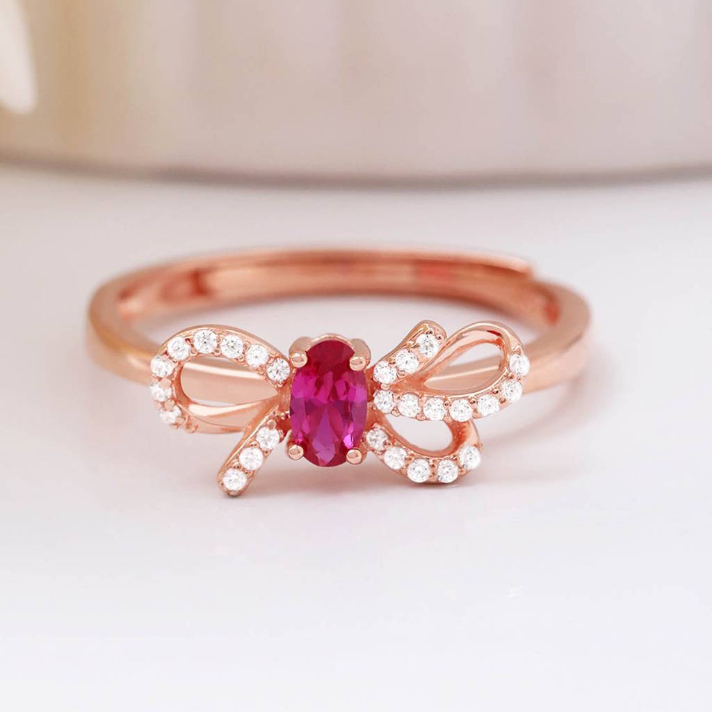 Beautiful Bow Rose Gold Plated 925 Sterling Silver Ring : RNG-40380-RG