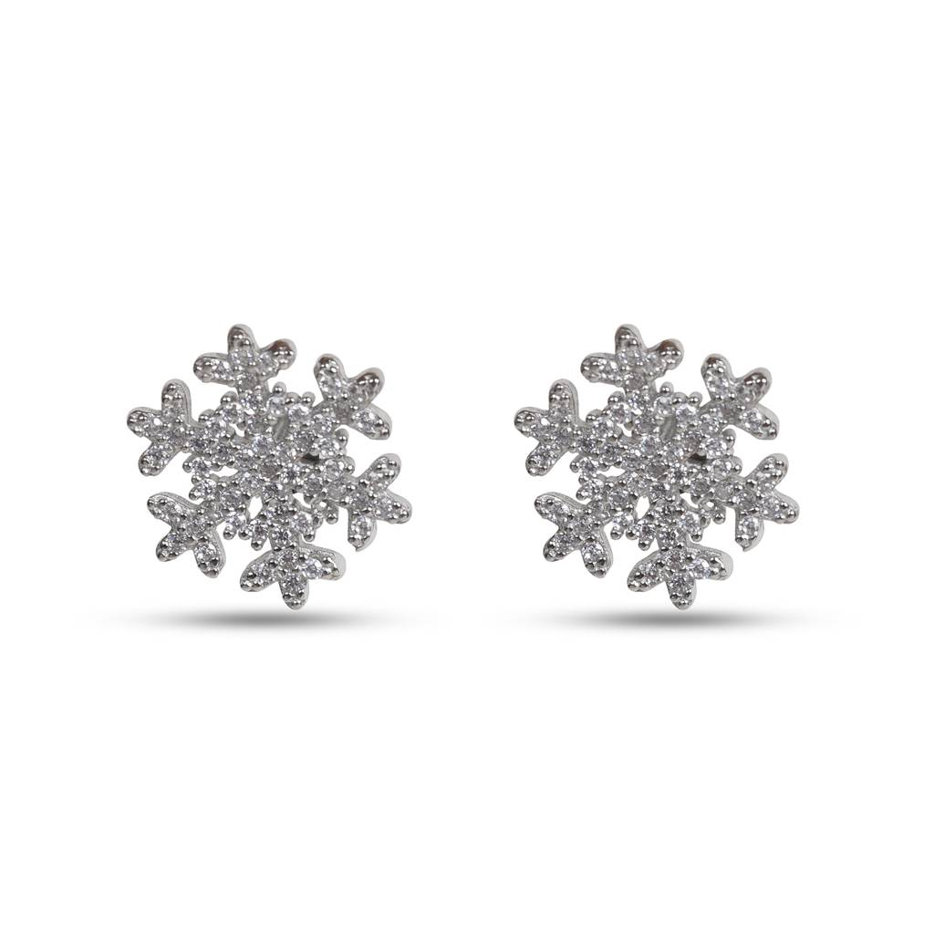 Snowflake Zirconia 92.5 Sterling Silver Stud Earring : SE002