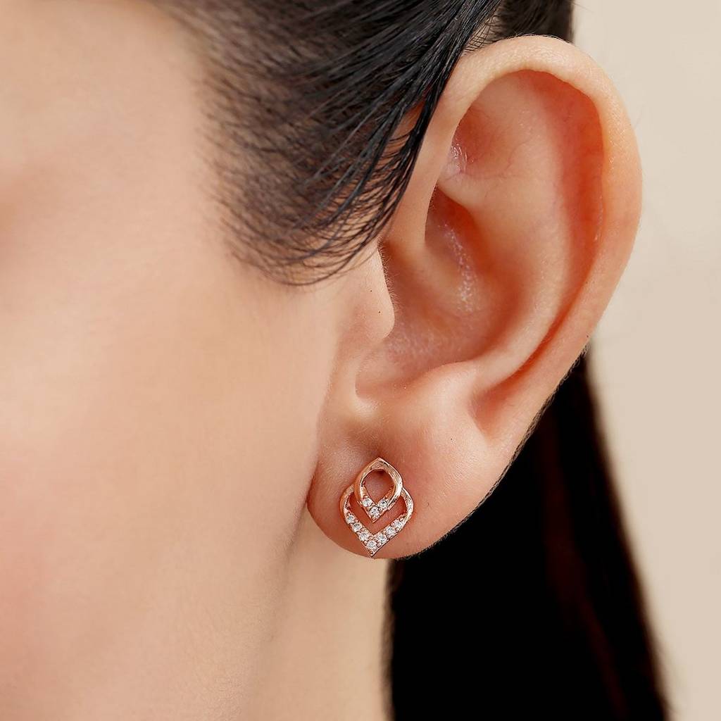 Graceful Shapes Rose Gold Plated 925 Sterling Silver Earrings : EAR-20824-RG