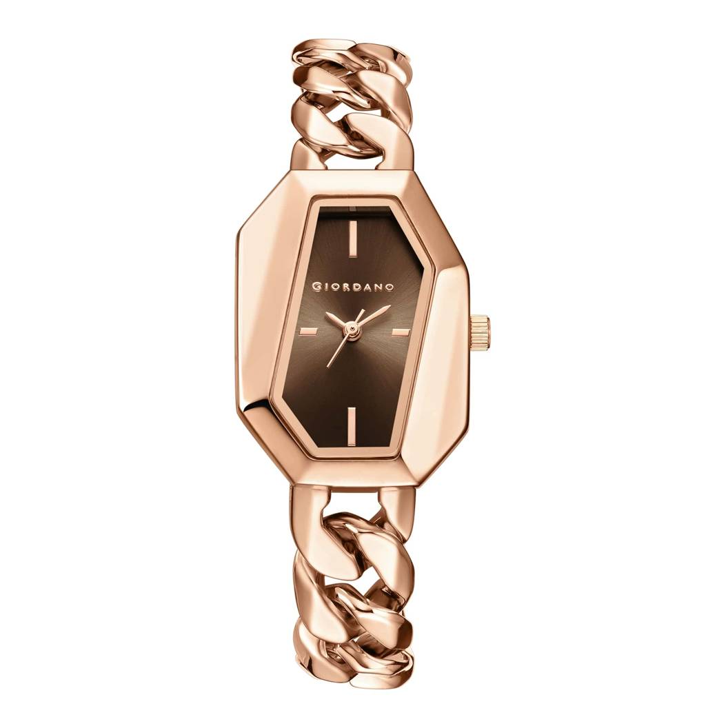 Giordano Stylish Analog Watch For Women Â Hexagon Dial, Trendy Chain Link Stainless Steel Strap, Elegant Dress : GZ-60122-11