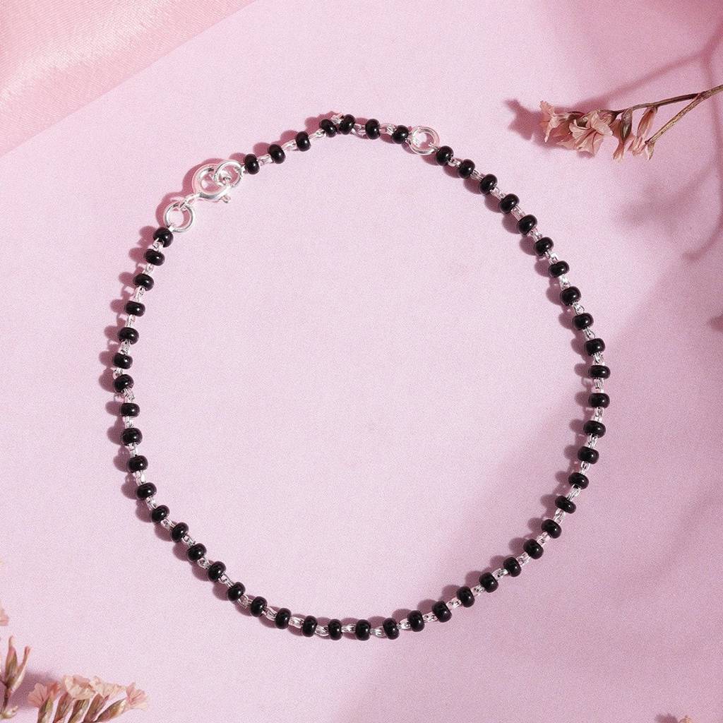Divine Union Rhodium-Plated 925 Sterling Silver Mangalsutra Bracelet : BR-80213-S