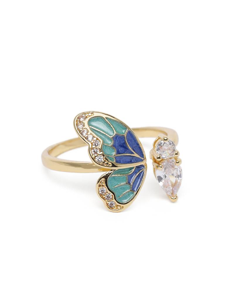 Blue Butterfly Cz Ring : AVRI10008