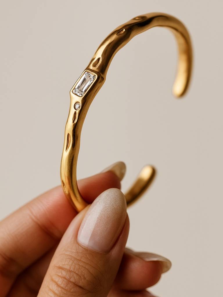Sculptural Gold Open Cuff Bracelet | 18K Plated, Anti-Tarnish, Everyday : ATB614SSOC