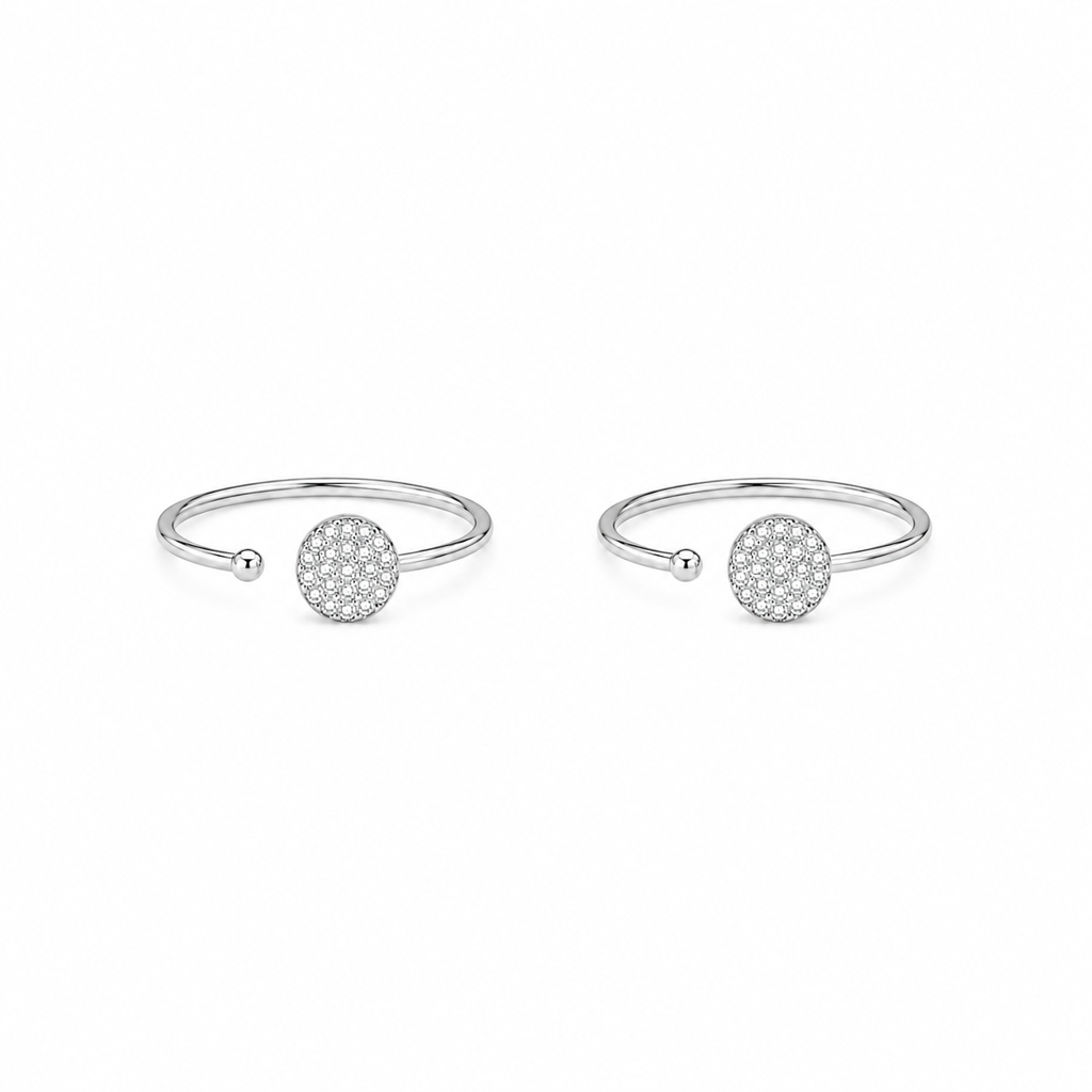 Silver Sparkling Circle Toe Ring : TR00305