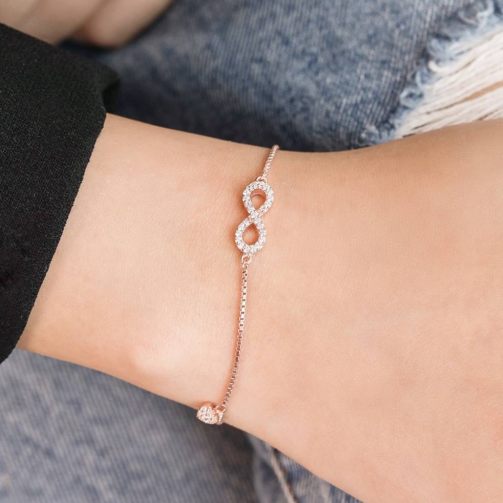Rose Gold Minimal Infinity 925 Silver Bracelet : BR-80072