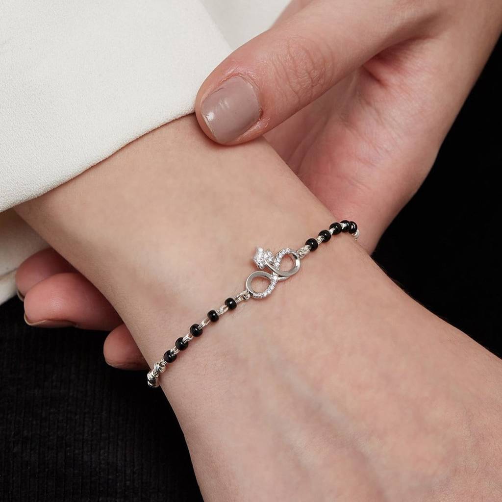 Twisted Infinity 925 Silver Mangalsutra Bracelet : BR-80054-C