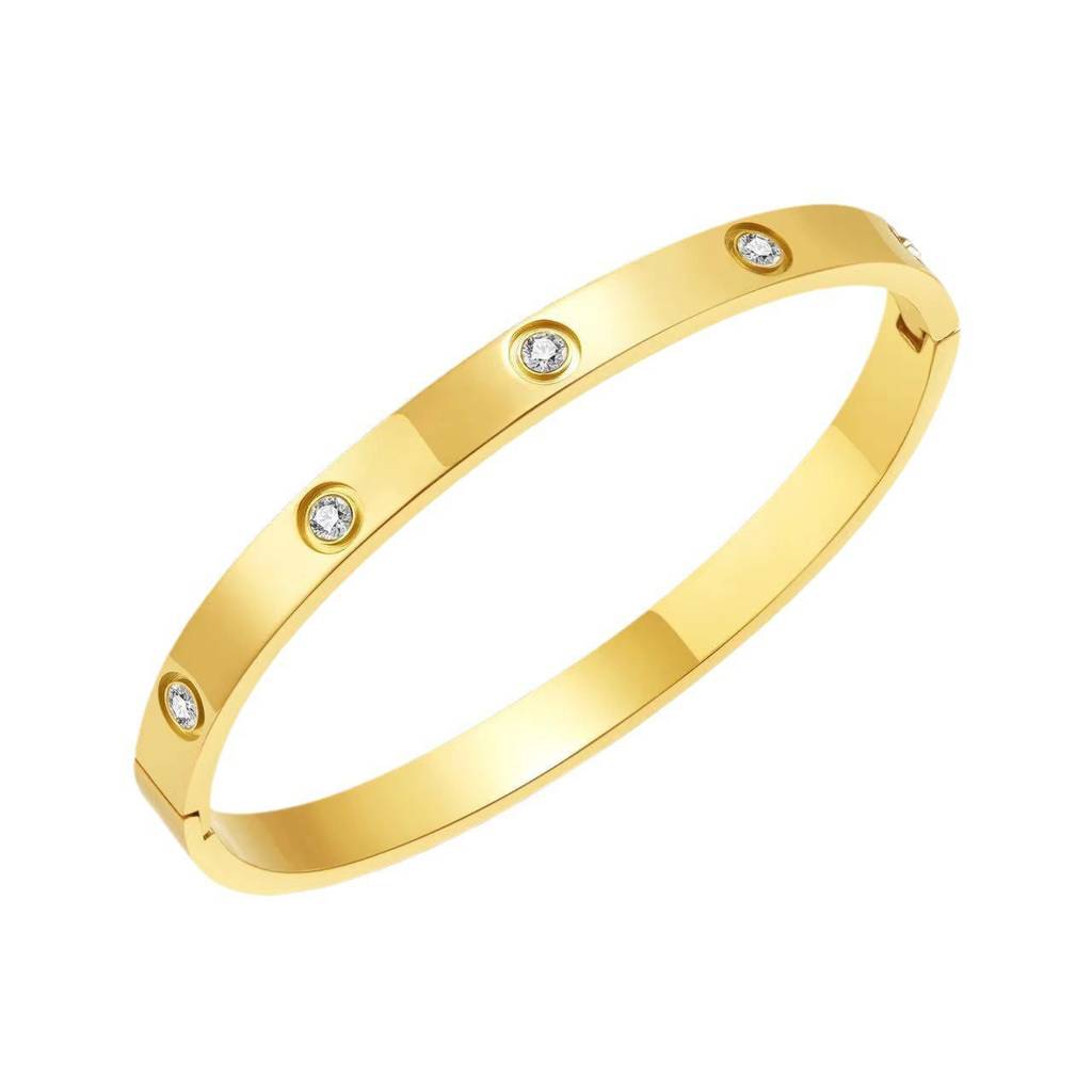 18K Plated Waterproof Anti-Tarnish Zircon  Bangle Bracelet : ASJ0125B2295G