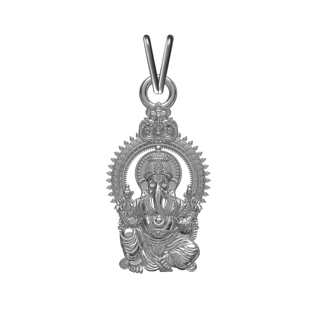 Silver Shree Ganesha Sitting Pendant : ZLGDP-1033