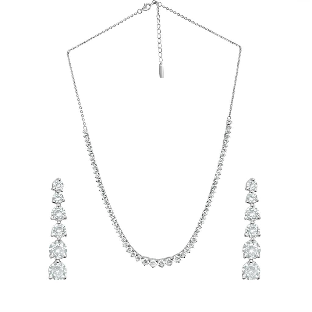 925 Pure Silver Necklace & Earring Set | Classic Necklace Set : NL1047A