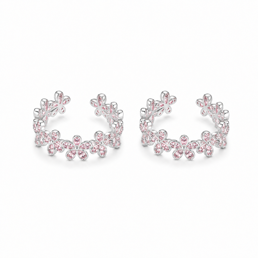 Silver Floral Sparkle Toe Ring : TR00301