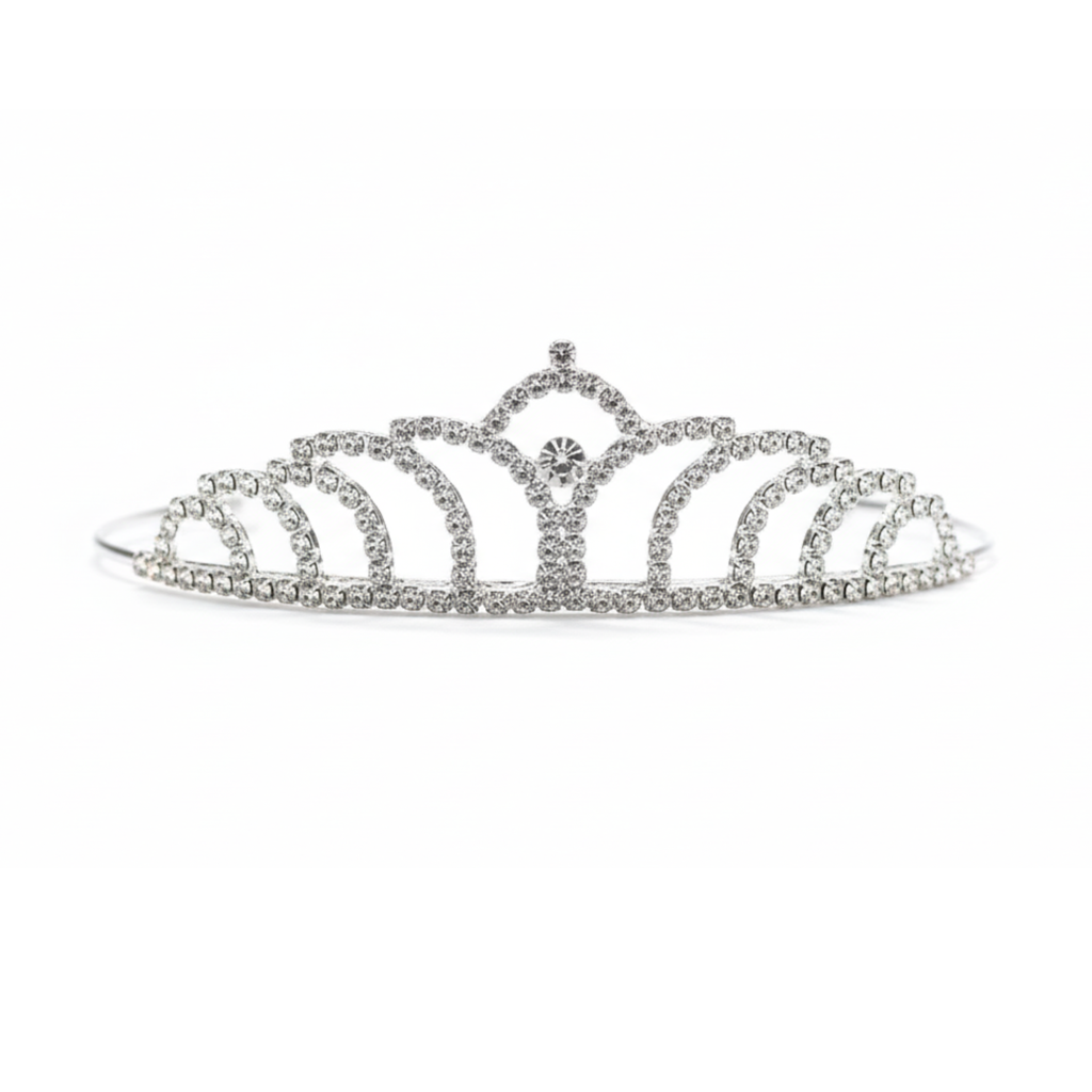 Silver Crystal Tiara For Women. Elegant Rhinestone Flower Crown Headband For Brides, Weddings, Prom & Pageants : M4SK-SMALL