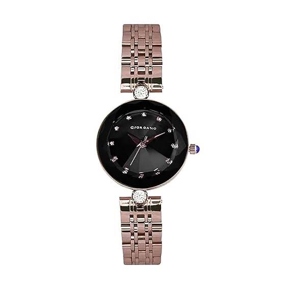 Giordano Eleganza Collection Round Analog Watch For Women, Diamond-Set With Metal Strap Ladies Water Resistant W : GZ-60014-33