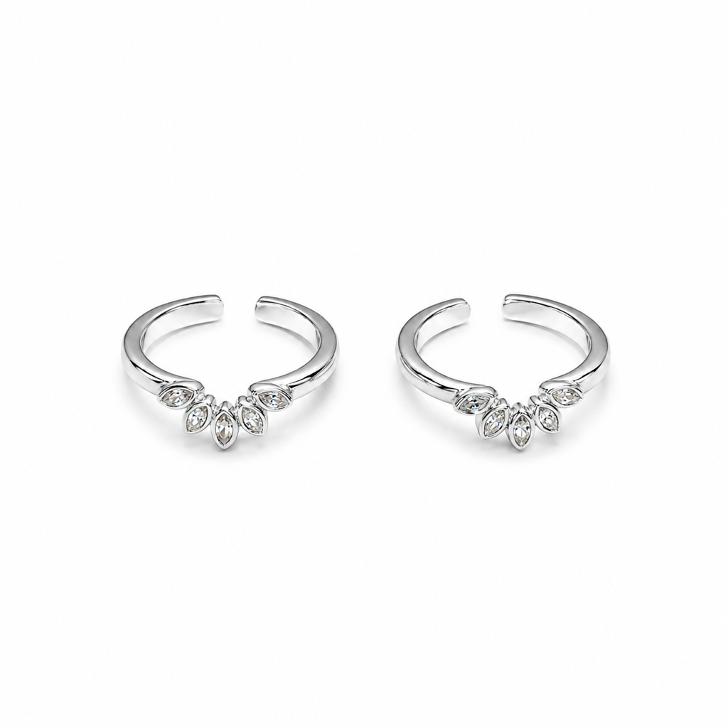 Silver Petal Spark Toe Ring : TR00333