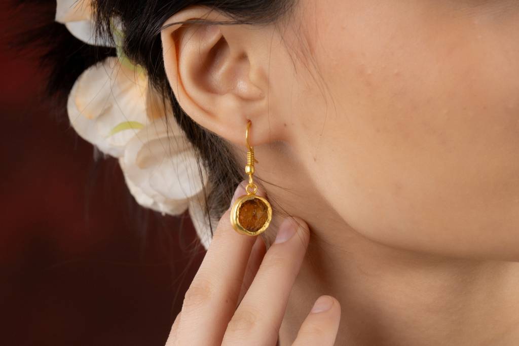 Uncut Round Citrine Earrings : NAGE29