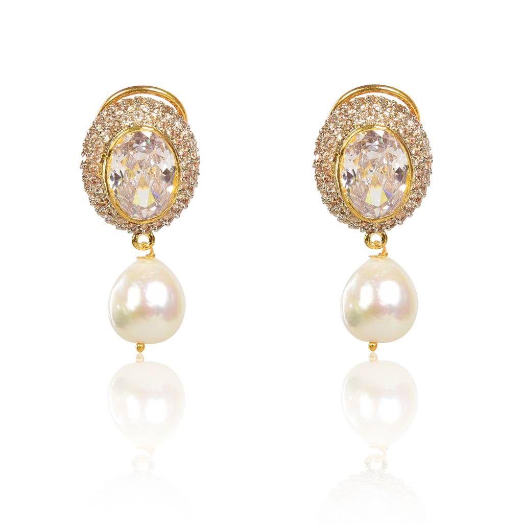 Crystal With Baroque Drop Earrings : IE117