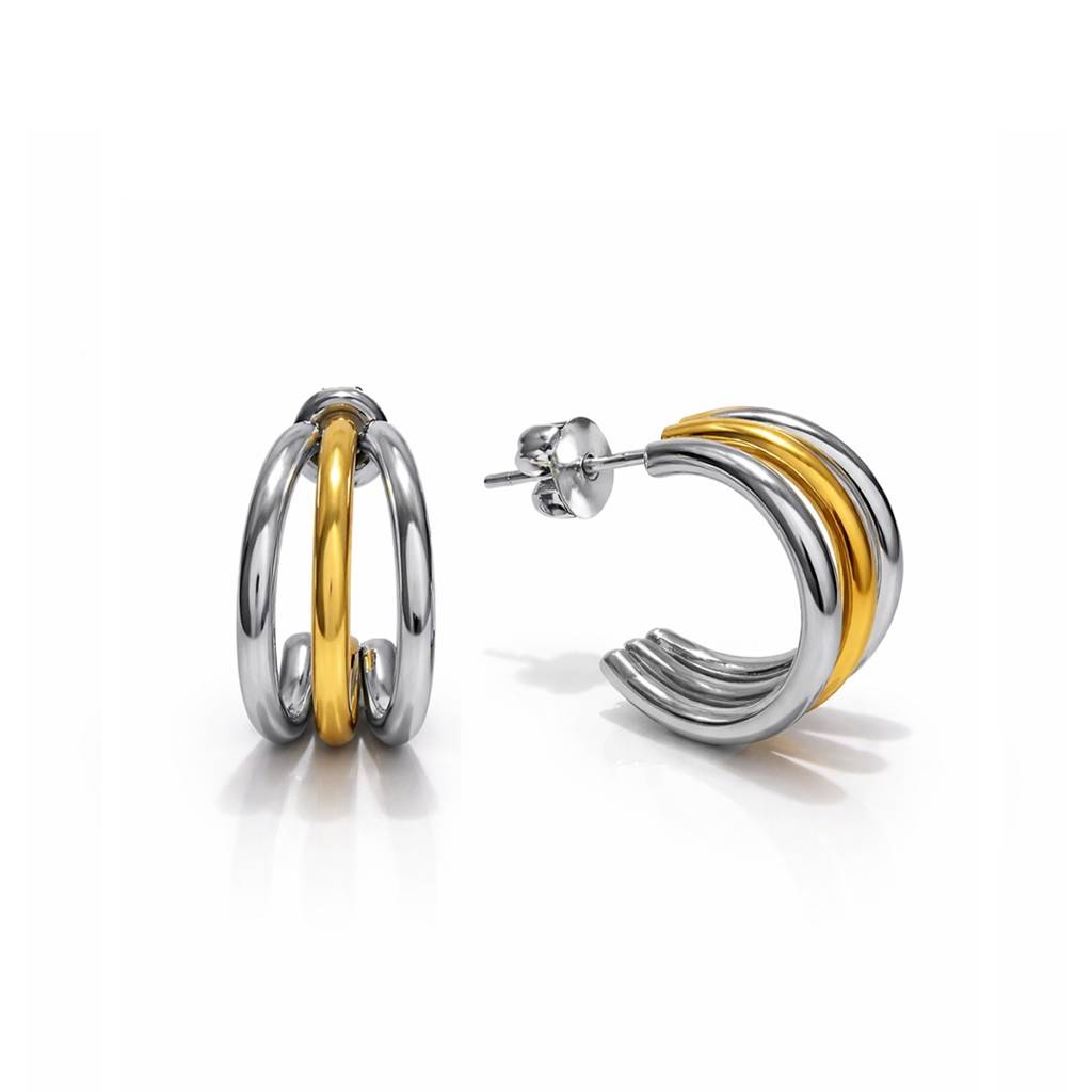 Gold & Silver-Toned Multi Hoop Earrings - Waterproof, Classic Office & Party Earcuffs : 1006762