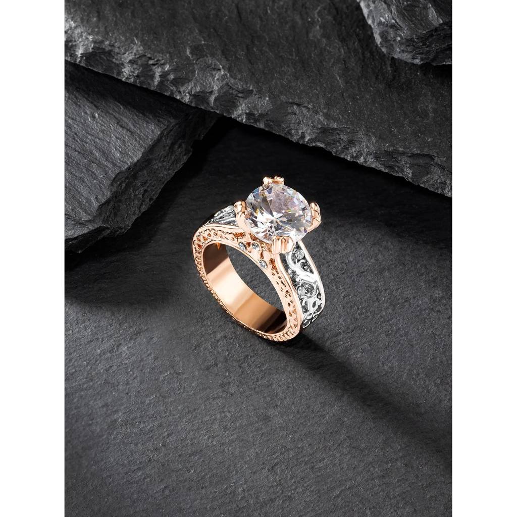Nature Inspired Diamond Cut Cz Solitaire Ring For Women Girls : PX8R54-7