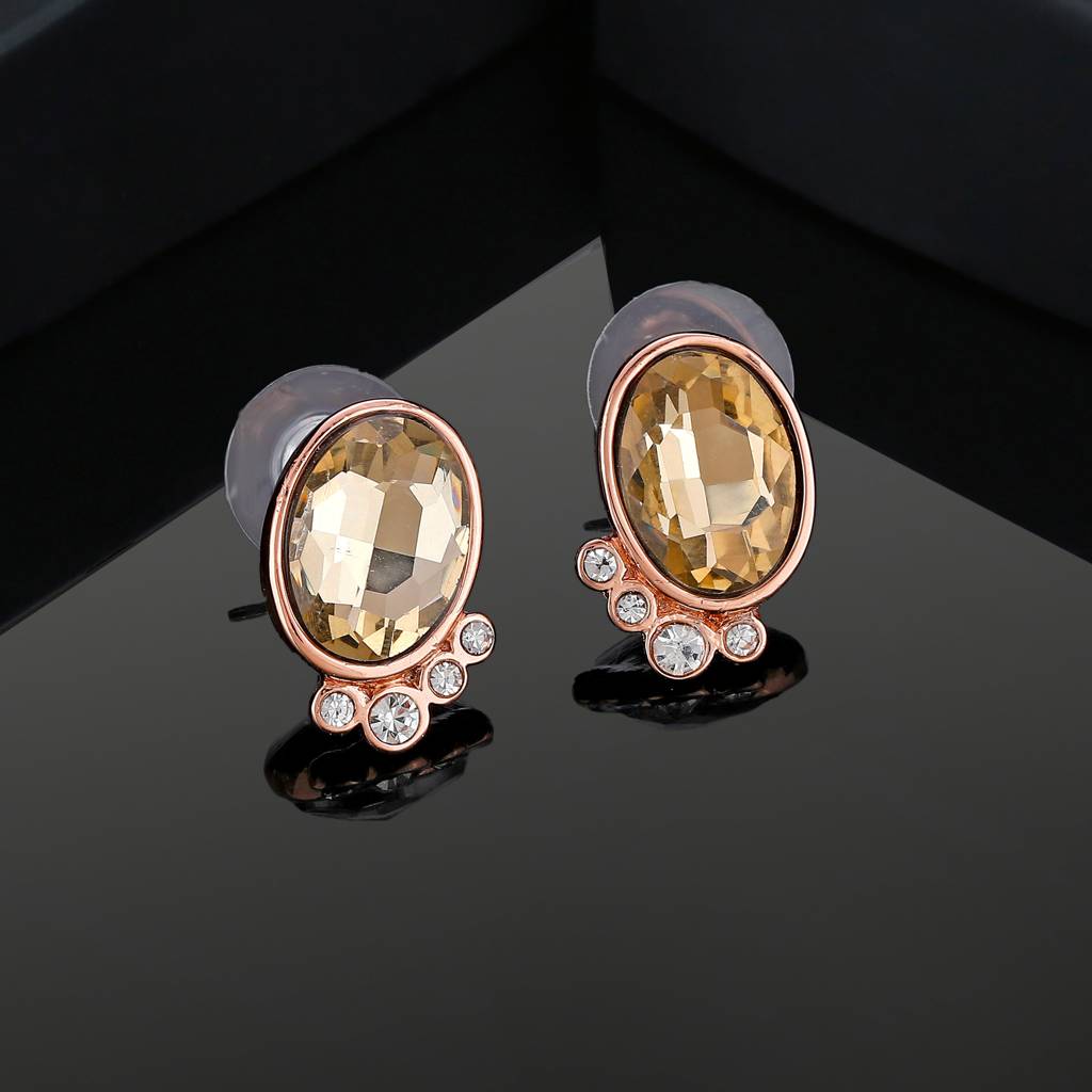 Estele Rose Gold Plated Dazzling Stud Earrings For Women : 653706-RGER