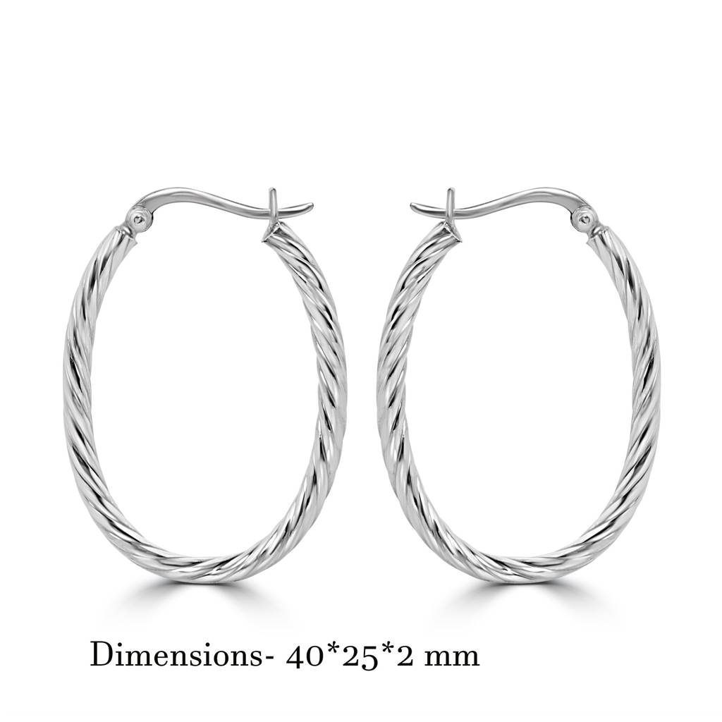 925 Sterling Silver Twist Hoop Earrings | Textured Statement Hoops : TWP1159