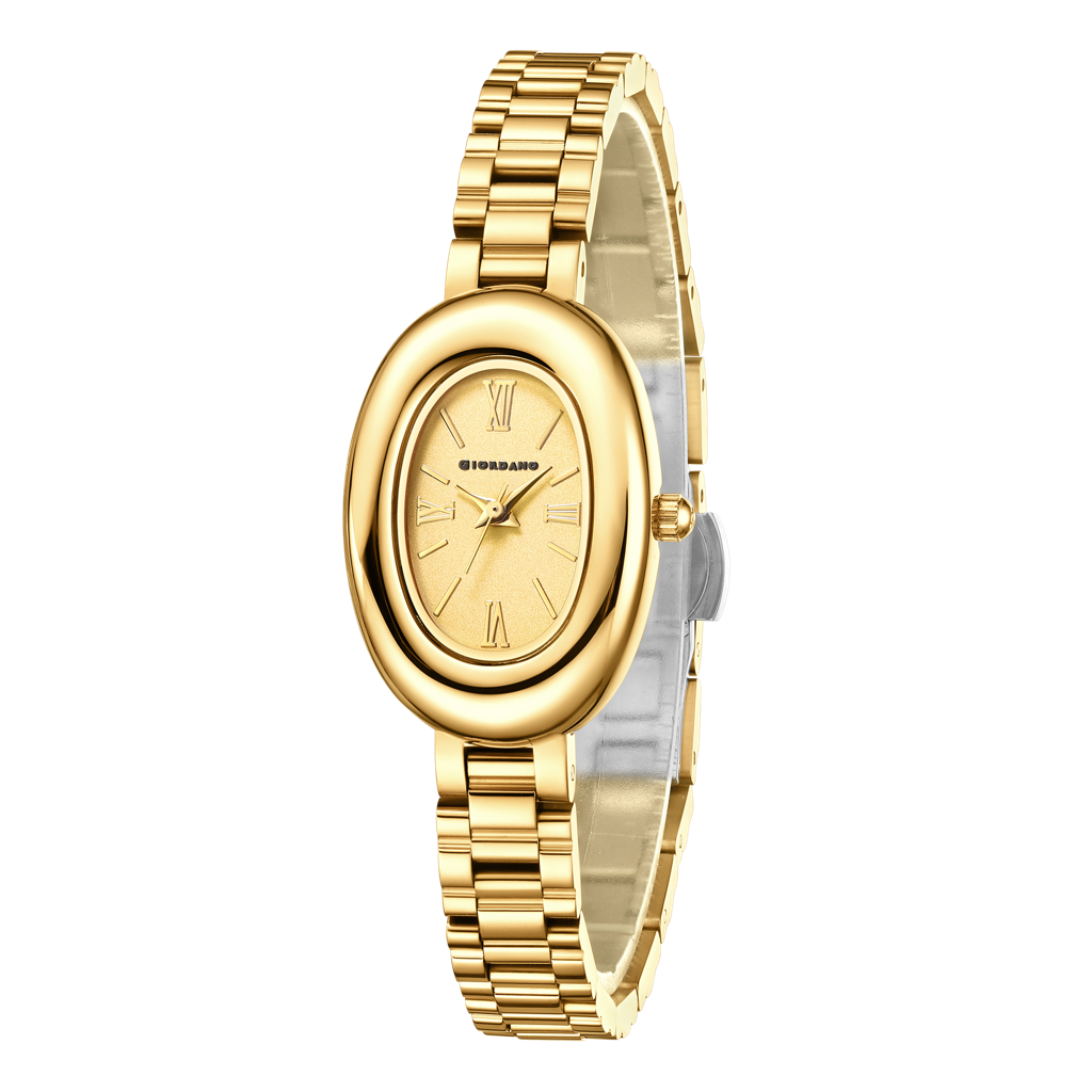 Giordano Oval Shape Dial Watch For Women – Elegant Roman Numerals, Stainless Steel Strap, Sleek Analog Design : GZ-60115-33