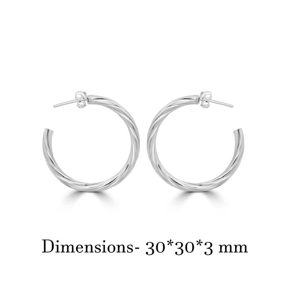 925 Silver Sterling Twisted Hoop Circular Bold Earrings | : TWP1149