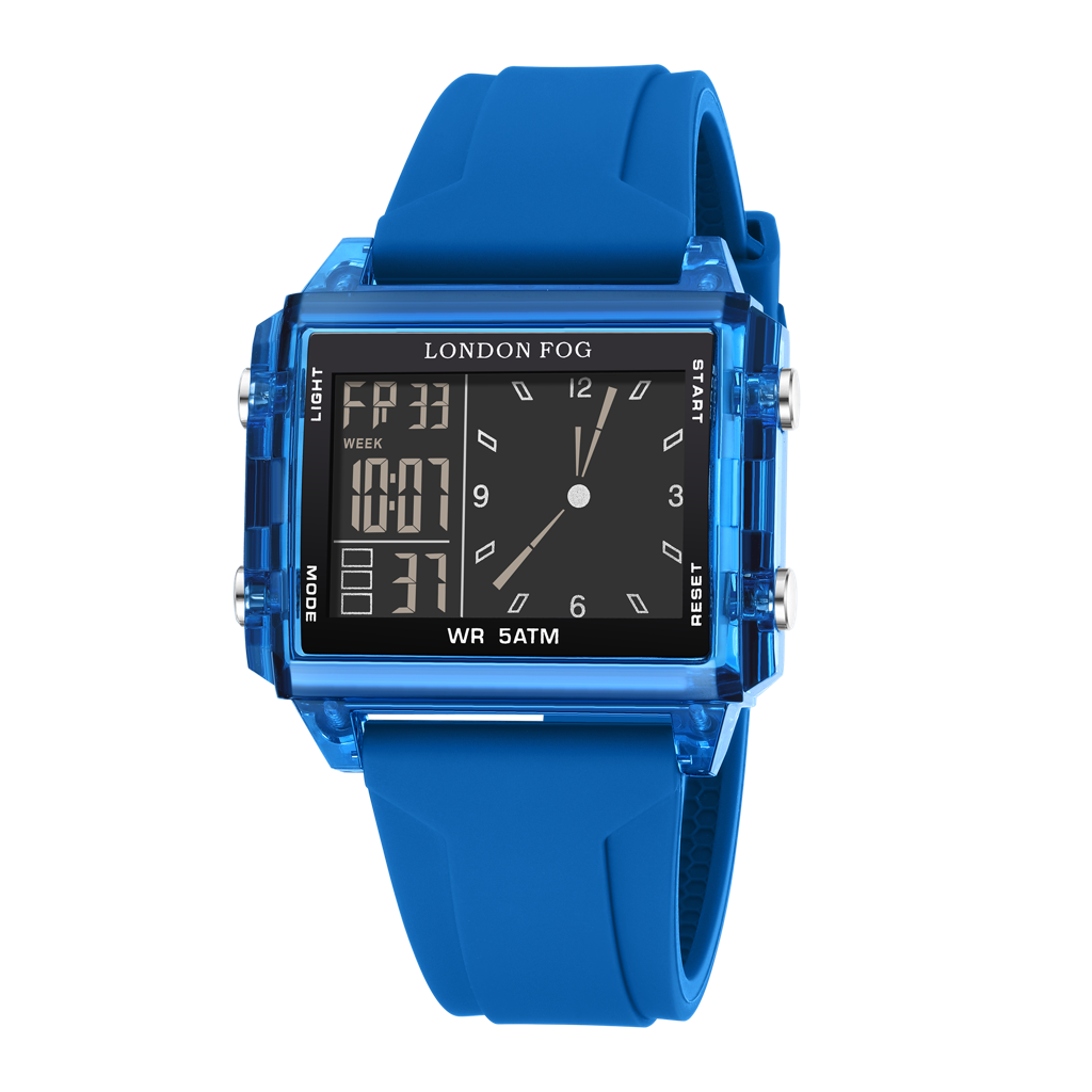 Analog-Digital Quartz Watch For Men With Square Dial, Day-Date Display, Silicone Strap And Water Resistance : LFM10015-05