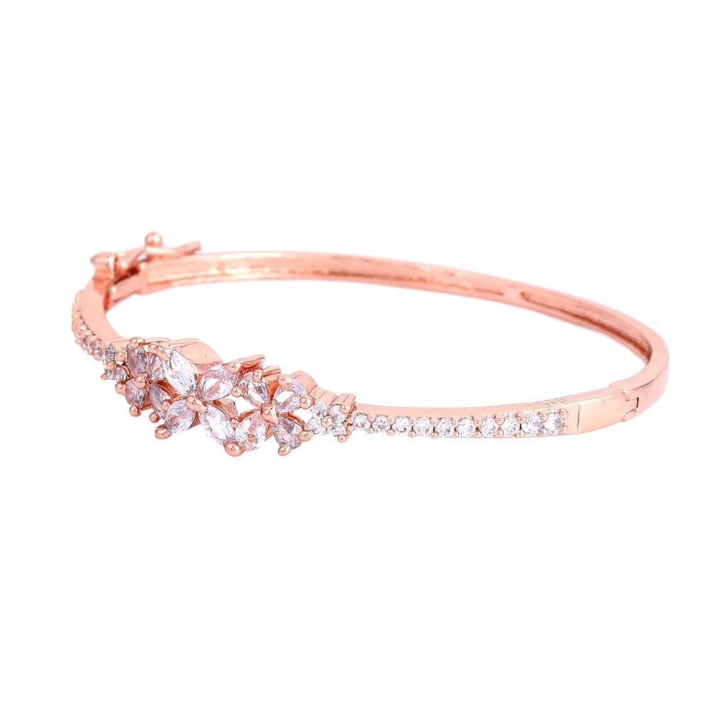 Luminous Luxe: Exquisite American Diamond Bracelet With Premium Rosegold Finish For Women : AD-080-RGWEBR