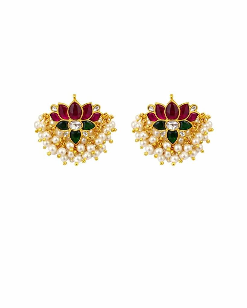 Padma Royale Kundan Pearl Stud Earrings : sm15