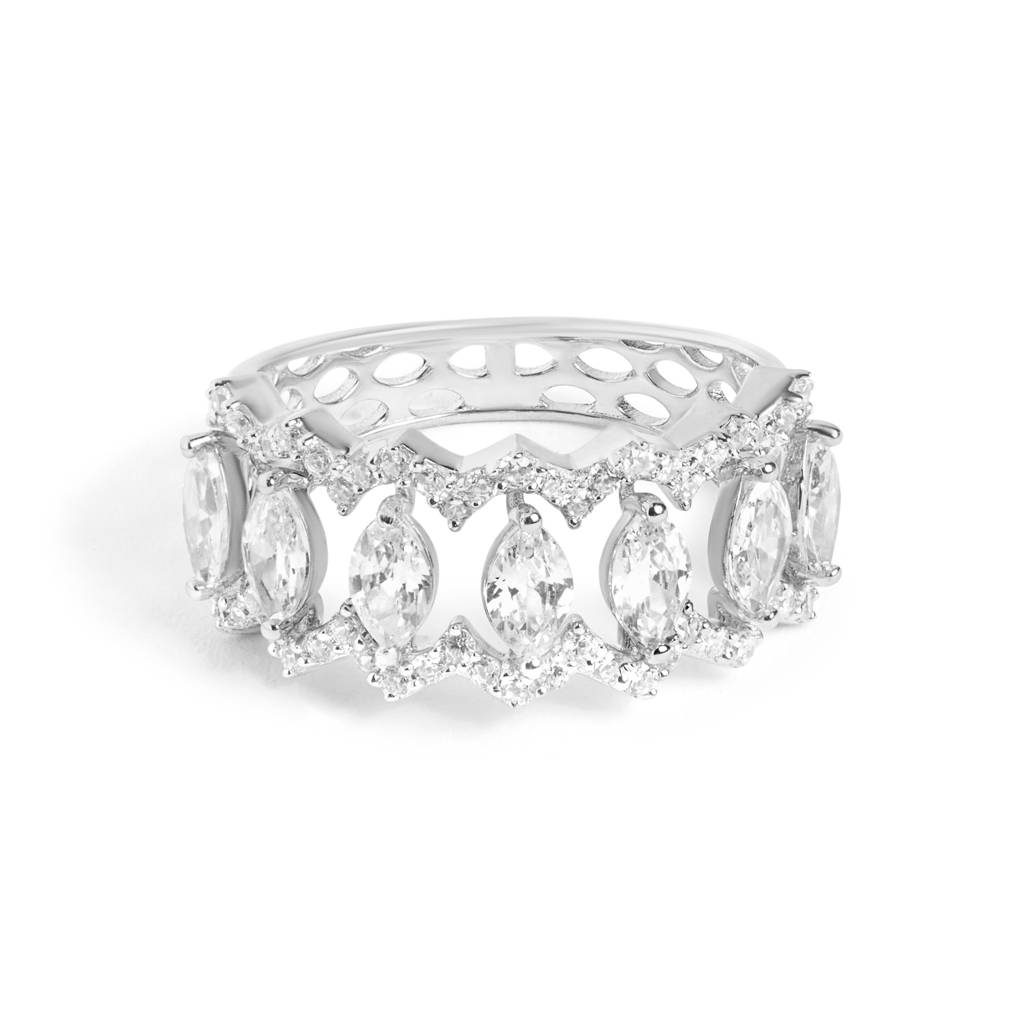 Silver Marquise Fancy Cut Ring : R003-WH-D-14