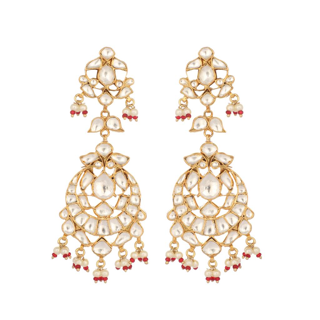 22K Gold Plated Serenoor Pearl Chandbali Earrings : YI24A0469E