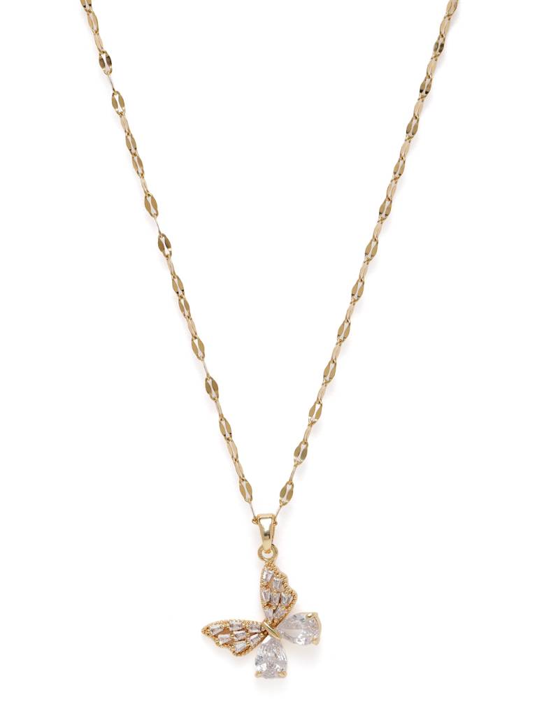 Stone Studded Butterfly Pendant : AVPE10052