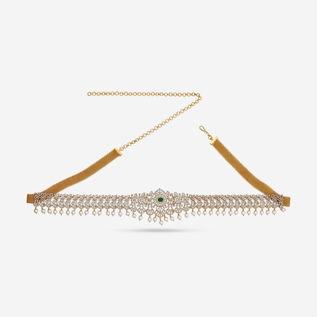 Green Rhodium-Gold Plated - Bridal Zircon Belt - 457118 : 457118