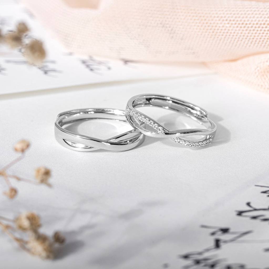 Infinity Bond Rhodium-Plated 925 Sterling Silver Ring (Adjustable) : RNG-40262-CMB-R