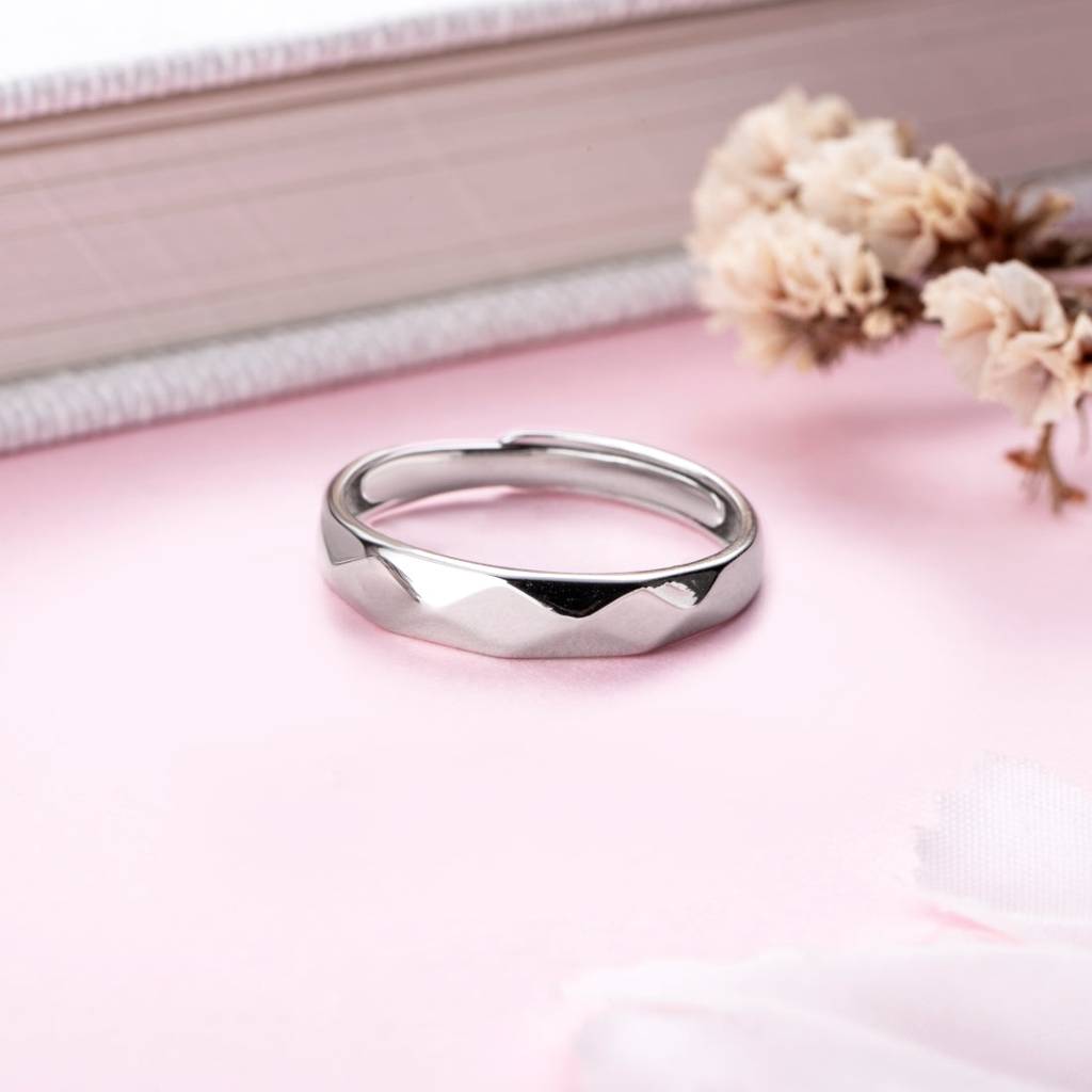 Pure Elegance Rhodium-Plated 925 Sterling Silver Men'S Classic Ring (Adjustable) : M-RNG-40282-R