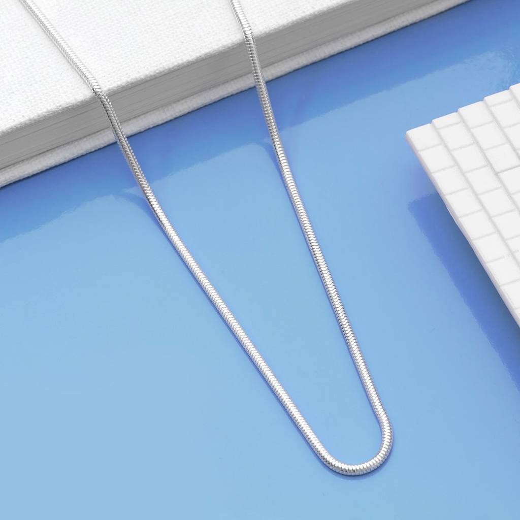 Serpentine Elegance 925 Sterling Silver Rhodium-Plated Snake Chain : CH-10049-S-18-INCH