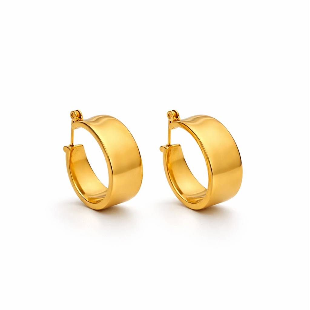 Gold-Toned Sculpted Hoop Earrings- 18K Gold Plated : 100903
