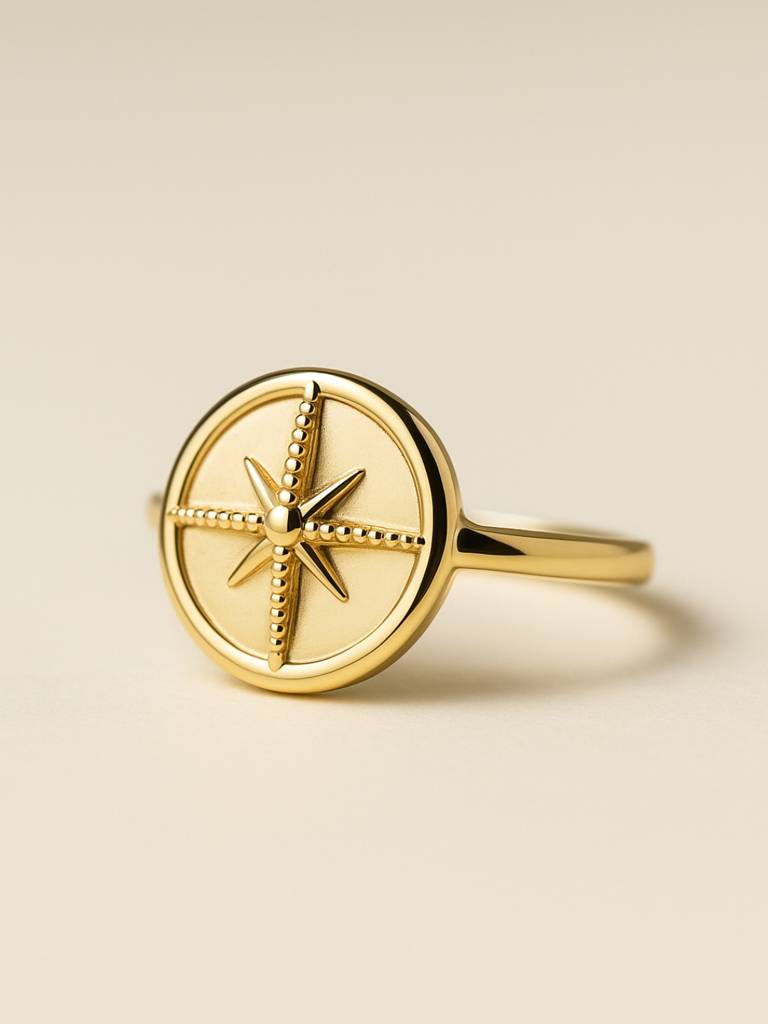 Adjustable Mop Star Ring In 14K Gold Plated Stainless Steel : ATR572MSR