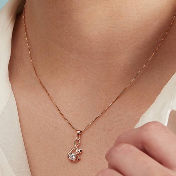 Musical Solitaire 925 Silver Rose Gold Necklace Chain : PEN-30008-C